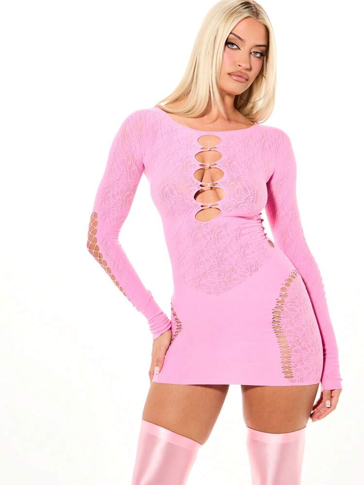 SUMWON WOMEN カットアウトディテールのロングスリーブボディコンドレス