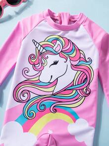 SHEIN Baby Girls Unicorn Print Swimsuit For Beach & Pool - Multicolor - View 5