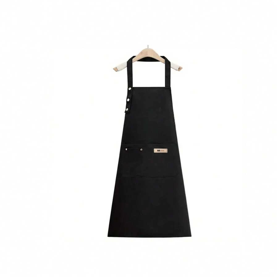 1PC Alphabet Series Black Base With Colorful Letters And Holographic Flower Pattern Cute Heart Print Apron, Perfect For Parties And Weddings, Made Of Peach Skin Fabric, Suitable For Kitchen, And Home Use – Unique Initial Letter Meaning Style.