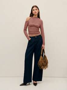 Nöista 镂空细节上衣，褶皱设计，时尚百搭，适合女士春假穿搭，夏季/春假派对穿着。 - 藕粉色 - 查看 4