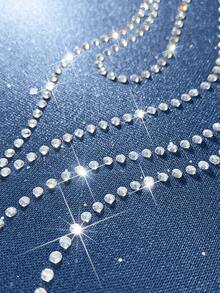 ROMWE MEN Street Life 男士水钻装饰时尚运动裤 - 藍色 - 查看 2