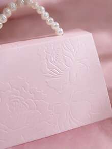 1/10/20PCS Faux Pearl Decor Gift Box Set, Pink Pearl Handle Wedding Favor Box, Valentine's Day Wedding Birthday Party Decorations, Floral Letterpress Printed Mini Candy Packaging Bags, Elegant Small Gift Bags For Jewelry Wedding Favors Party Decor - Pink - View 5