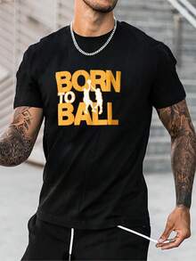 Versatile Baggy Short Sleeve T-Shirt With Fun Basketball Print, Ideal For Vacation, Work And Use - Black 4 - View 2