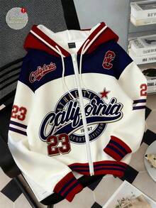 SHEIN EZwear 女士休闲街头风宽松卫衣，撞色设计，适合秋冬季穿着 - 彩色 - 查看 6