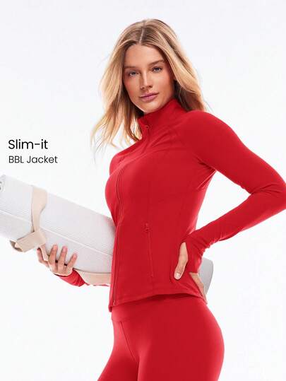 GLOWMODE FeatherFit™ Slim-It Streamline Performance Secure Pockets Zip Up Long Sleeve Jacket Low Impact Yoga Pilates Daily Spring Summer