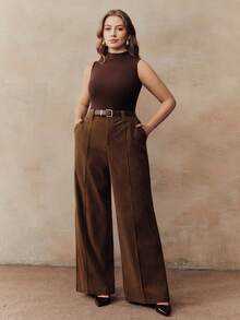 Anewsta 时尚百搭的女士职业办公套装裤腰带 - 棕色 - 查看 4