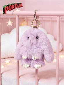 POKOJA LAND - BESTSELLERS 1个可爱兔子毛绒挂件，蓬松兔子钥匙扣装饰，适用于复活节、手机、车钥匙、汽车配件、包包、生日、圣诞节、情人节礼物精选、复活节礼物 - 彩色 - 查看 1