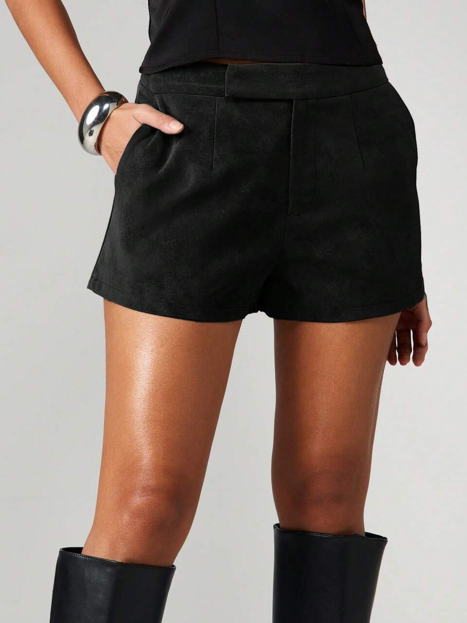 MISSGUIDED Suede Tailored High Waisted Mini Shorts For Women Fall Winter Fashion Bottoms