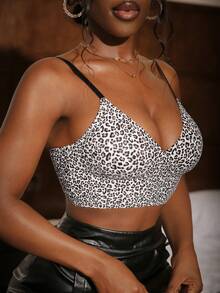 1pc Women's Seamless Leopard Print Bra - Multicolor - View 4