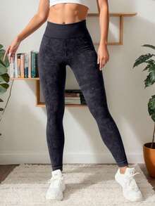 Pantalones de yoga para mujeres, pantalones de base deportivos de alta elasticidad sin costura, para mujeres, adecuados para correr, montar, hacer ejercicio y una variedad de escenas deportivas diseño de cintura ancha - 06CK negro - Ver 3