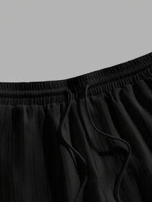 Manfinity EZcore 男士夏季休闲日常通勤简约纯色纹理面料抽绳腰短裤