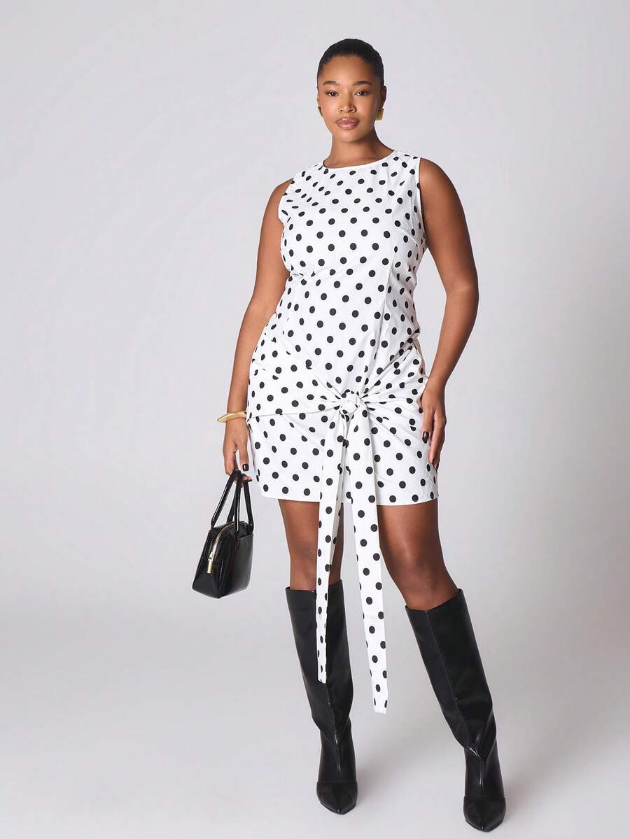 MUSERA Sleeveless Fitted Sleevless Mini Dress Drape Tie NewYear Cute Sexy Going Out Evening Party Accented - Multicolor - View 1