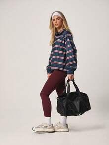 MISSGUIDED Sweat-shirt-shirt oversize à rayures bleu marine, rouge et blanc avec patch logo, manches longues, automne-hiver, décontracté et confortable, coupe ample - Multicolore - Voir 3