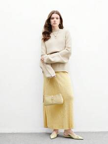 CUCCOO CHICEST 女士新款方扣尖头低跟平底休闲鞋，酒红色漆皮一脚蹬平底鞋，工作和通勤穿着舒适 - 黃色 - 查看 3