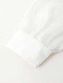 SHEIN 女童优雅简约舒适镂空领拼接撞色长袖连衣裙，蝴蝶结装饰精致公主裙，适合春夏郊游、拍照、派对、旅行 - 黑色 - 查看 6