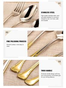 Cirelle 1Pc Stainless Steel Gradient Gold Silverware Luxury Modern Flatware Thick Handle Tableware Stainless Steel Cutlery For Home Restaurant Hotel Party - Multicolor - View 7
