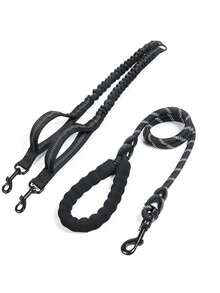 1pc Two Leash, P-Type Rope That Won't Hurt Your Hands, Retractable Pet Leash, Suitable For Small And Large Dogs, Shockproof. - Black - View 6