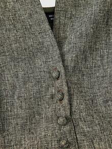 SHEIN MOD 夏季翻领纽扣收腰中长连衣裙 - 軍綠色 - 查看 3