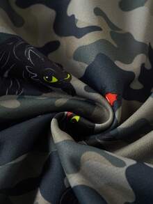 SHEIN How to Train Your Dragon Tween Boy Casual Dragon & Camouflage Print Zip-Up Sweatshirt, Autumn - Black - View 7