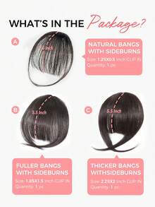 SMART&MATCH 3PCS Bangs Human Hair Air Bangs With Sideburns 1PC Natural 1PC Fuller 1PC Thicker French Bangs Clip In Hair Extensions Beginner Friendly Real Easy To Go Natural Black Color - SNatural - View 3