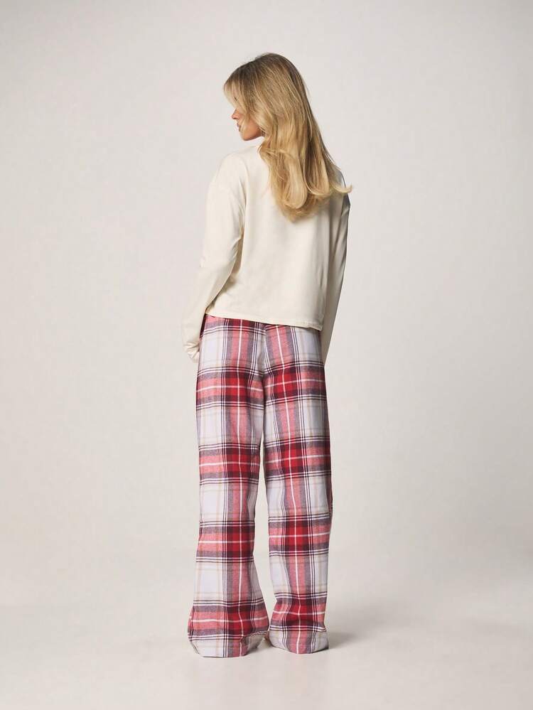 MISSGUIDED Conjunto de blusa con estampado de lazo y pantalón a cuadros