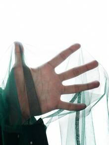 Ellevyn 大码女式时尚百搭圣诞派对V领网眼长袖水钻天鹅绒连体裤 - 墨綠色 - 查看 13
