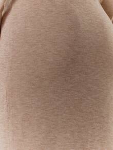 MUSERA 罗纹长袖圆领修身连衣裙，街头风可爱优雅休闲性感外出秋季太妃糖色 - 鵝黃色 - 查看 6