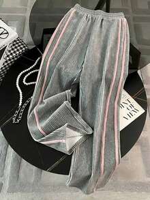 Franclia Regular Hooded Long Sleeve Cardigan Top + Straight Leg Pants - Grey - View 5