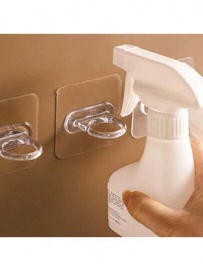 Circular Hook Adhesive Hook Curtain Pole Bracket, No Drilling Shower Gel Hook, Kitchen Bathroom Wall-Mounted Organizer Shelf