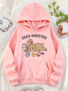 Sudadera Conejito Tierno Cutie cómoda calientita navidad navidad impresión estampado grafico para cualquier ocasión material suave y cómodo - Rosa palido - Ver 2