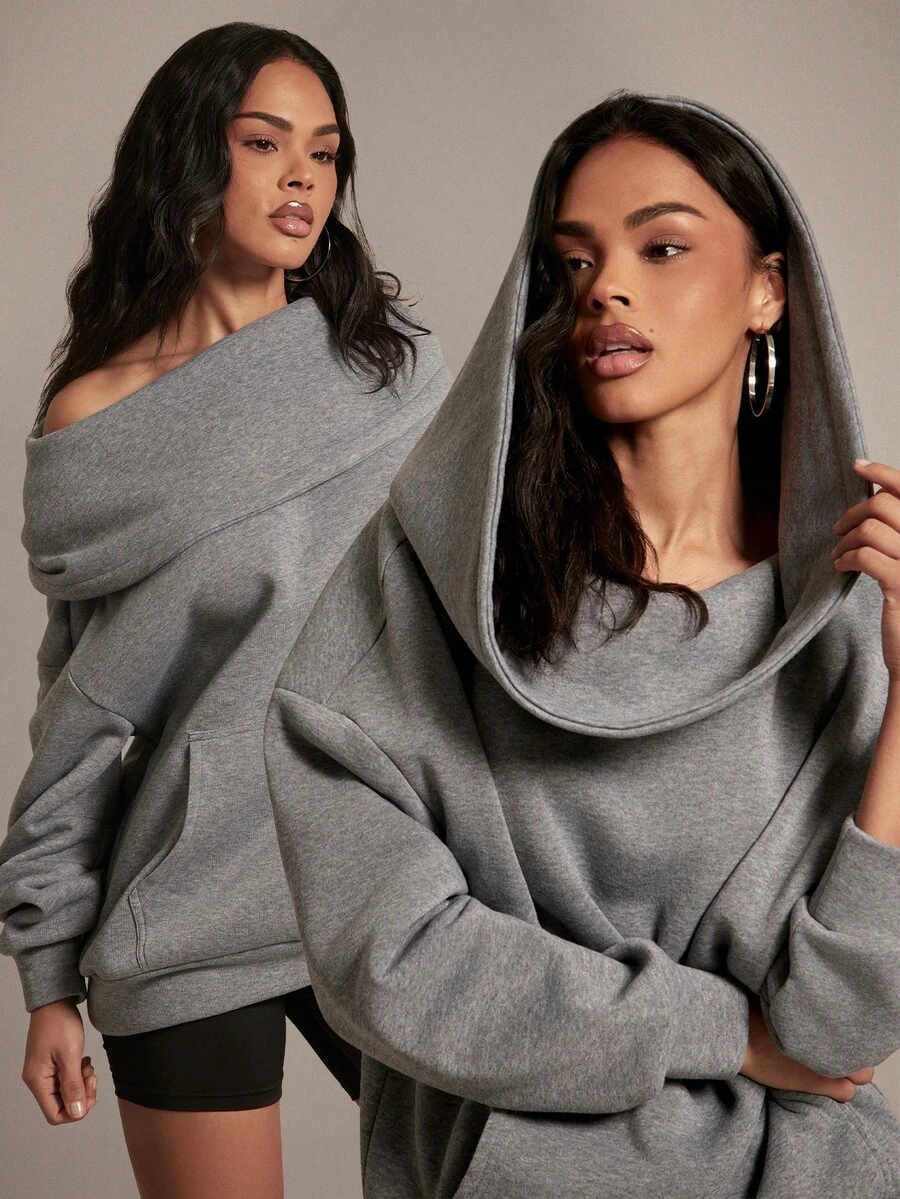 Hauture 女士休闲长袖卫衣 - 灰色 - 查看 1