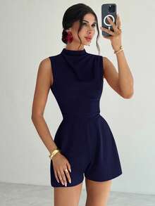 Firerie Đầm liền thân xếp ly chữ A dáng ngắn thanh lịch, tối giản, tinh tế, lãng mạn, ngọt ngào, đi làm hàng ngày, tiệc cưới, lễ hội âm nhạc, kỳ nghỉ, màu đỏ - Màu xanh hải quân - Xem 6