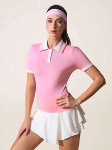 Gameset SHEIN Sport 休闲百搭撞色纽扣修身运动Polo衫 - 彩色 - 查看 3