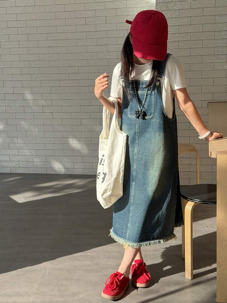 Tween Girls Denim Pinafore Dress