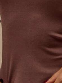 MUSERA ESSENTIALS 宽松长袖薄纱圆领上衣，舒适休闲，可爱性感，日常居家必备，春夏百搭单品 - 巧克力棕 - 查看 6