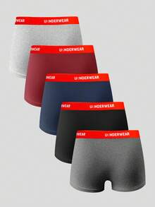 EasyFave 5pcs/Pack Men's Comfortable Stretchy Boxer Briefs - Multicolor - View 2