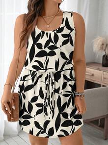 EMERY ROSE 休闲印花优雅无袖长款连衣裙，大码女式夏季沙滩度假宽松连衣裙，适合外出穿着的夏季连衣裙，时尚早春穿搭 - 彩色 - 查看 4