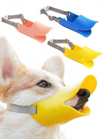 Bozal de silicona con forma de pato para mascotas, antimordedurasdetiene el ladrido, para perros pequeños y grandes, accesorio ajustable para el hocico de las mascotas