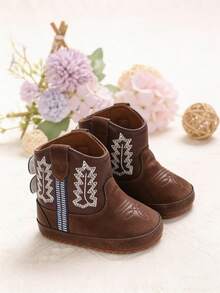 Botas de invierno con suela blanda y estampado para recién nacidos y bebés de 0 a 1 año - Marrón - Ver 3