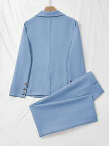 Franclia Damen Einfarbiger minimalistischer Langarm-Top und Hose Anzug für den täglichen Gebrauch