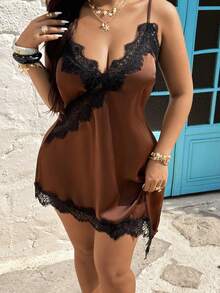 Sunnyshic New Sexy V-Neck Sleeveless Asymmetric Lace Slip Dress, Spring/Summer