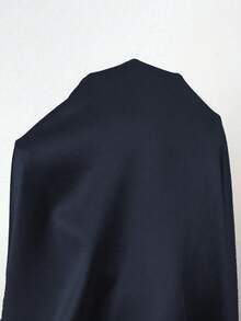 Rafferiza 优雅修身针织缎面连衣裙，正面褶裥设计，喇叭袖，浅粉色，适合派对或日常穿着，秋冬季。 - 藏蓝色 - 查看 4