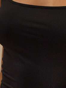 MUSERA ESSENTIALS Strappy Fitted Scoop Neck Polyamide Cami Top Winter Cosy Lounge Cute Sexy Everyday Lounge Essential - Black - View 6