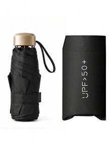 SHEIN 1 把迷你旅行遮阳伞，带保护套，小巧紧凑，防紫外线，轻便防风，适合徒步旅行