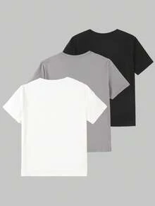 Vacaura 3pcs/Set Teenage Boys' Casual All-Match Versatile Short Sleeve T-Shirts, Suitable For Daily Commute, Leisure, And School Wear - Multicolor - View 2