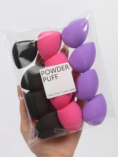 1/3/6/9/12 piezas de esponjas de maquillaje absorbentes de agua] 12 esponjas de maquillaje de poliuretano absorbentes de agua y sin látex - Adecuadas para bases líquidas, en crema y en polvo - Disponibles en varios estilos.