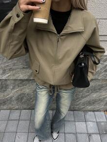 DAZY Women's Casual Versatile Commuter Drawstring Hem Jacket - Green - View 4