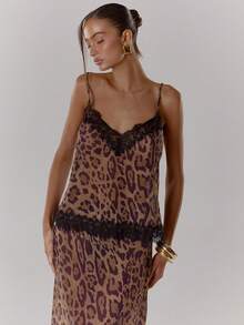 MUSERA 豹纹雪纺吊带背心套装上衣，舒适可爱，休闲百搭，适合夜晚外出、约会、派对、情人节、春夏假日等场合。 - 彩色 - 查看 5