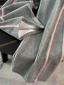 Franclia Regular Hooded Long Sleeve Cardigan Top + Straight Leg Pants - Grey - View 7