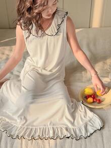 DAZY Tween Girl Ruffled Hem Sleeveless Cute Loungewear Dress